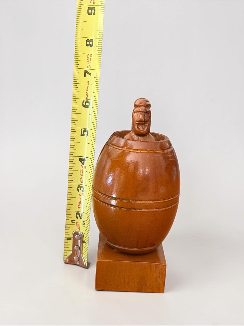 Hand-Carved Philippine Barrel Man Wooden Souvenir Decor
